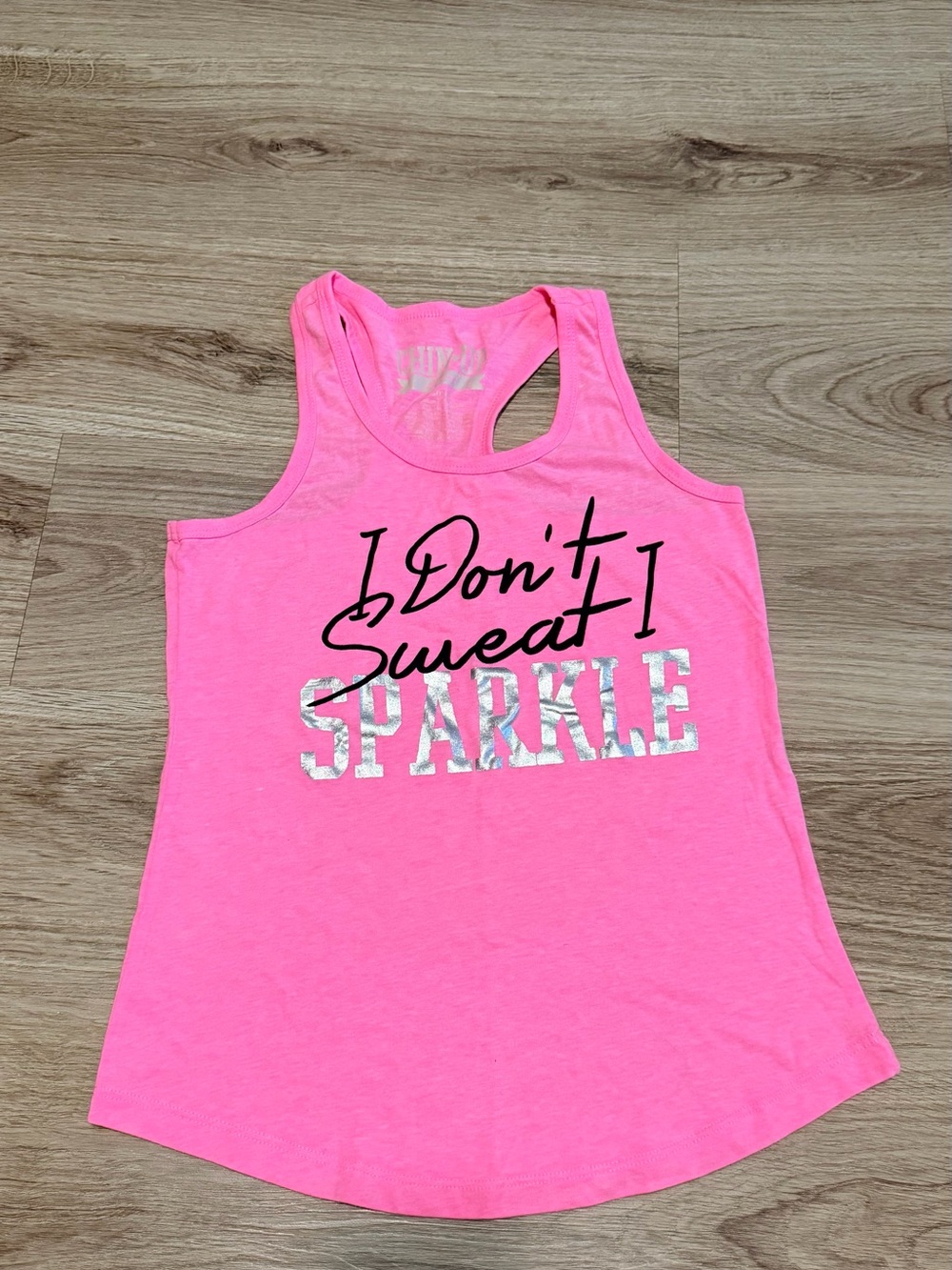 I Don't Sweat I Sparkle Pink Racerback Tank Top